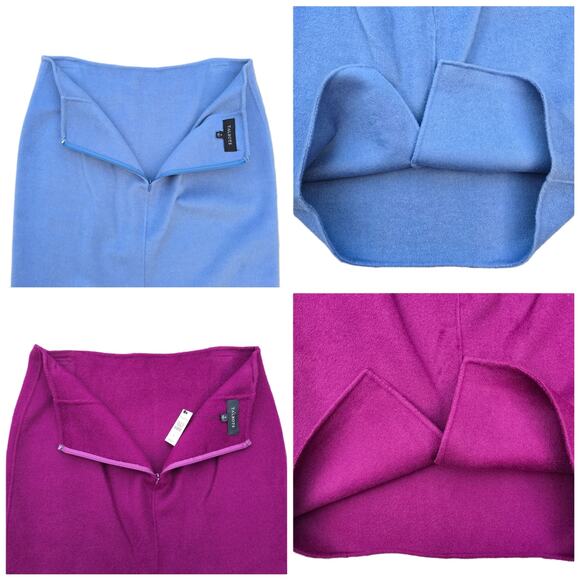 2 Wool Blend Skirts Talbots Size 8 Light Blue Wine Purple Soft Fabric Solid - Picture 9 of 12